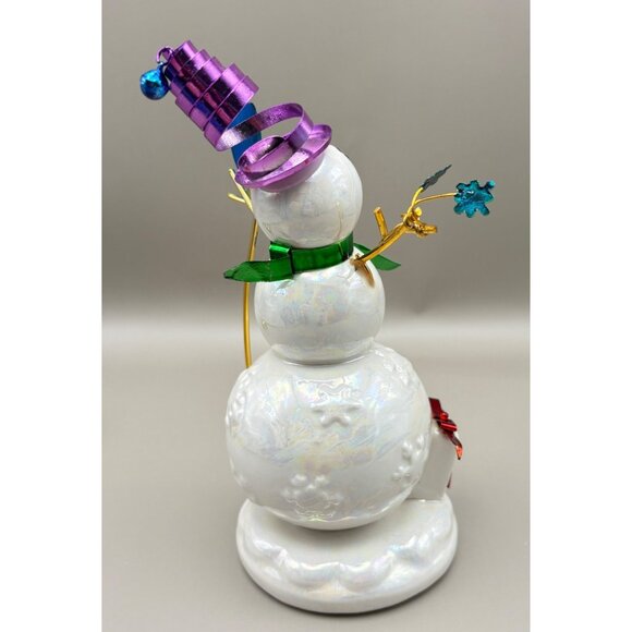 Vibrant Snowman Christmas Figurine with Metallic Glossy Accents Don Mechanic - Picture 2 of 8